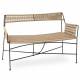 Banquette Moda Athezza Sofa à Accoudoirs Fer et Corde Siège Extérieur Chaise Outdoor Beige et Noir 58x77x123cm