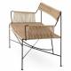 Banquette Moda Athezza Sofa à Accoudoirs Fer et Corde Siège Extérieur Chaise Outdoor Beige et Noir 58x77x123cm