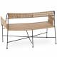 Banquette Moda Athezza Sofa à Accoudoirs Fer et Corde Siège Extérieur Chaise Outdoor Beige et Noir 58x77x123cm