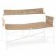 Banquette Moda Athezza Sofa à Accoudoirs Fer et Corde Siège Extérieur Chaise Outdoor Beige et Blanc 58x77x123cm