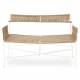 Banquette Moda Athezza Sofa à Accoudoirs Fer et Corde Siège Extérieur Chaise Outdoor Beige et Blanc 58x77x123cm