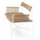 Banquette Moda Athezza Sofa à Accoudoirs Fer et Corde Siège Extérieur Chaise Outdoor Beige et Blanc 58x77x123cm