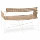 Banquette Moda Athezza Sofa à Accoudoirs Fer et Corde Siège Extérieur Chaise Outdoor Beige et Blanc 58x77x123cm