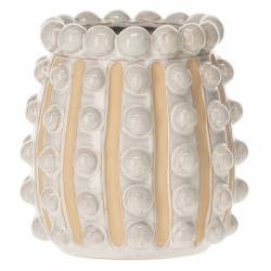Vase Pampita Athezza Porcelaine de Décoration Blanc et Beige Cache Pot Céramique 18x18x18cm