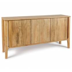 Buffet Itarsi Athezza Enfilade 3 Portes en Manguier Bahut Vaisselier Scandinave 40x78x140cm