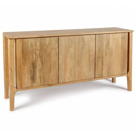 Buffet Itarsi Athezza Enfilade 3 Portes en Manguier Bahut Vaisselier Scandinave 40x78x140cm