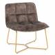 Fauteuil Butano Anthracite Marque Athezza Siège de Salon en Velours et Métal Couleur Laiton 67x71x76cm