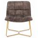 Fauteuil Butano Anthracite Marque Athezza Siège de Salon en Velours et Métal Couleur Laiton 67x71x76cm
