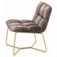 Fauteuil Butano Anthracite Marque Athezza Siège de Salon en Velours et Métal Couleur Laiton 67x71x76cm