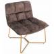 Fauteuil Butano Anthracite Marque Athezza Siège de Salon en Velours et Métal Couleur Laiton 67x71x76cm