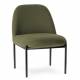 Fauteuil Derby Kaki Athezza Siège en Métal Noir et Tissu Assise de Salon Vintage 56x66x74 cm