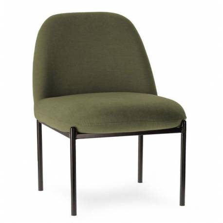 Fauteuil Derby Kaki Athezza Siège en Métal Noir et Tissu Assise de Salon Vintage 56x66x74 cm