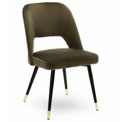 Chaise Gambetta Army Athezza Design Tendance Assise de Table en Métal et Velours 50x59x82cm