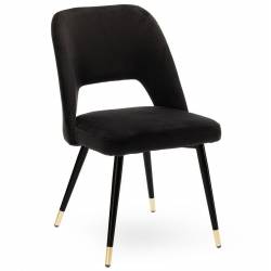 Chaise Gambetta Noir Athezza Design Tendance Assise de Table en Métal et Velours 50x59x82cm