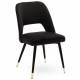 Chaise Gambetta Noir Athezza Design Tendance Assise de Table en Métal et Velours 50x59x82cm