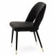 Chaise Gambetta Noir Athezza Design Tendance Assise de Table en Métal et Velours 50x59x82cm