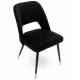 Chaise Gambetta Noir Athezza Design Tendance Assise de Table en Métal et Velours 50x59x82cm