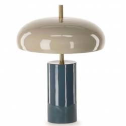 Lampe Maui Athezza Luminaire Champigon en Métal Bleu Ciel et Bleu Lampe à Poser Design 30x30x40cm