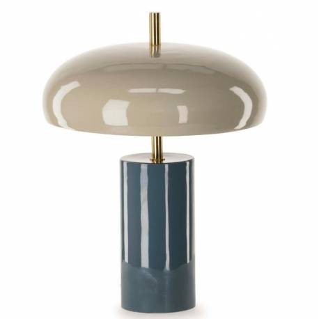 Lampe Maui Athezza Luminaire Champigon en Métal Bleu Ciel et Bleu Lampe à Poser Design 30x30x40cm