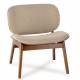 Fauteuil Kuji Athezza Assise de Salon Structure Bois Siège Tissu Beige 61x64x68cm