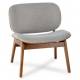 Fauteuil Kuji Athezza Assise de Salon Structure Bois Siège Tissu Gris Clair 61x64x68cm