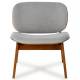 Fauteuil Kuji Athezza Assise de Salon Structure Bois Siège Tissu Gris Clair 61x64x68cm