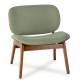 Fauteuil Kuji Athezza Assise de Salon Structure Bois Siège Tissu Vert 61x64x68cm