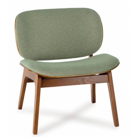 Fauteuil Kuji Athezza Assise de Salon Structure Bois Siège Tissu Vert 61x64x68cm