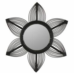 Miroir Gerbera Athezza PM Glace en Bambou Finition Noire Décoration Murale Forme Fleur 2x55x55cm