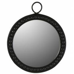 Grand Miroir Rondon Athezza Glace en Bois Décoration Murale Design Ethnique 3x56,5x68,5cm