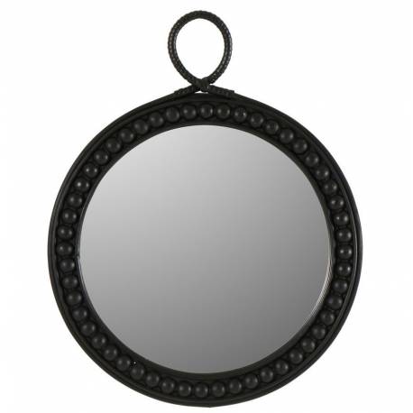 Miroir Rondon Athezza Glace en Bois Décoration Murale Design Ethnique 3x43x53,5cm