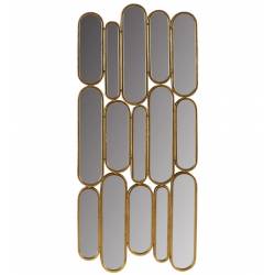 Miroir Bouts à Bouts Athezza Glace Murale Patiné Doré Décoration à Reflets Design 3x44x96cm