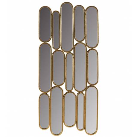 Miroir Bouts à Bouts Athezza Glace Murale Patiné Doré Décoration à Reflets Design 3x44x96cm