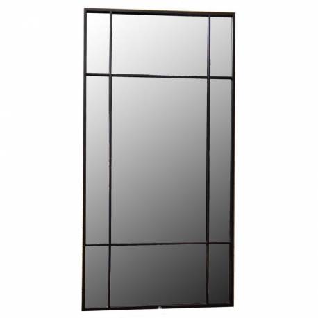 Miroir Rethel Athezza Glace Rectangulaire Fer Patiné Noir Décoration Murale Forme Symétrique 2x80x160cm