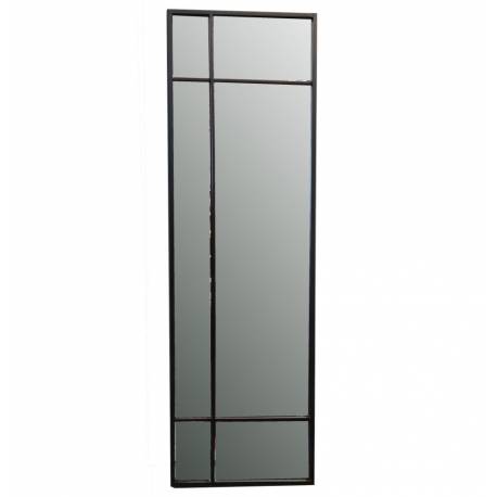 Miroir Rethel Athezza Glace Rectangulaire Fer Patiné Noir Décoration Murale Forme Symétrique 2x50x160cm