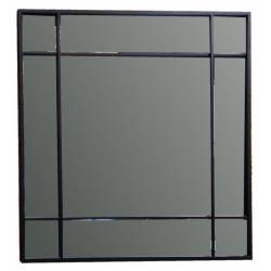 Miroir Rethel Athezza Glace Carrée Fer Patiné Noir Décoration Murale Forme Symétrique 2x90x90cm