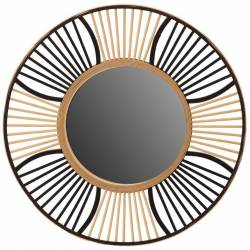 Miroir Soullans Floral Athezza Glace en Bambou Bi-colore Décoration Murale Forme Fleur 2x81x81cm