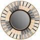 Miroir Soullans Rayé Athezza Glace en Bambou Bi-colore Décoration Murale Forme Fleur 2x81x81cm