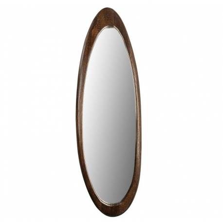 Glace Murale Nino Athezza Miroir en Bois Finition Foncée Décoration Murale Ovale 3x31x100cm