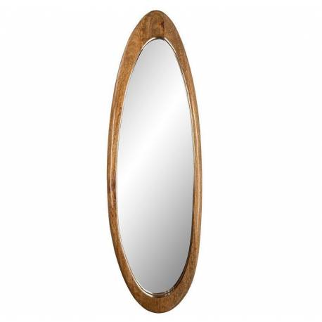 Glace Murale Nino Athezza Miroir en Bois Finition Noyer Décoration Murale Ovale 3x31x100cm