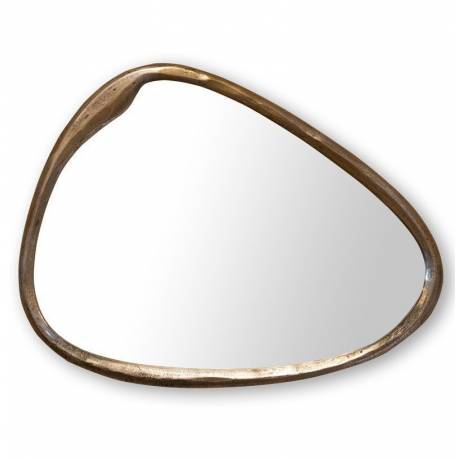 Glace Brinda Athezza Miroir Mural en Fonte d'Aluminium Finition Doré Décoration Design 3x42x55cm