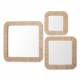 Trio de Miroirs Taria Athezza Lot de 3 Glaces Murales Forme Carrée Décorations Murales en Raphia