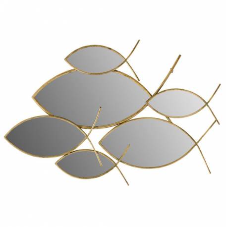 Miroir Poissons Athezza Glace Décor Métal Animaux Aquatiques Doré Décoration Murale Marine 4,5x80x115,5cm