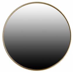 Grand Miroir Mona Athezza Glace Murale de Forme Rond Décoration en Métal Patiné Doré 5x70x70cm