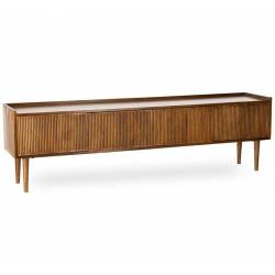 Meuble TV Kinara Enfilade basse 4 portes meuble de salon en manguier Bahut de rangement 35x50x174cm