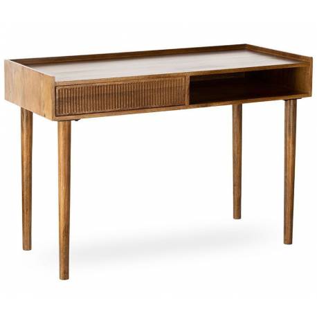 Bureau Kinara Athezza Secretaire en Manguier Couleur Naturelle Console à Niche et Tiroir 50x76x110cm