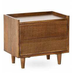Table de Nuit Kinara Athezza Chevet en Manguier Sellette d'Appoint Double Tiroirs 30x40x45cm