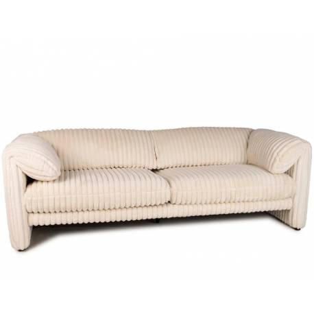 Canapé Cologne Athezza Sofa 2 Places Assise de Salon Tissu Côtelé Blanc Banquette Design 73x95x224cm