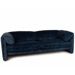 Canapé Cologne Athezza Sofa 2 Places Assise de Salon Tissu Côtelé Bleu Banquette Design 73x95x224cm