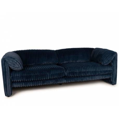 Canapé Cologne Athezza Sofa 2 Places Assise de Salon Tissu Côtelé Bleu Banquette Design 73x95x224cm